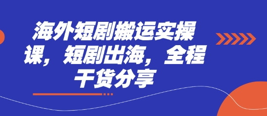 海外短剧搬运实操课,短剧出海,全程干货分享-灯任务