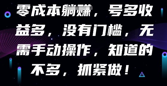 零成本全自动，号多收益多，没有门槛，无需手动-灯任务