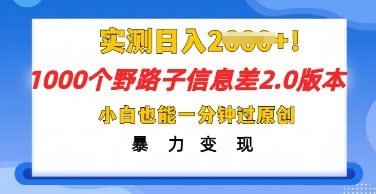 2025抖音1000个野路子信息差最新玩法,一分钟过原创,暴力变现月入几k-灯任务