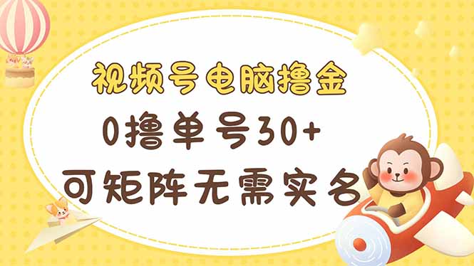 (14220期)视频号电脑撸金 0撸单号30+ 可矩阵 无需实名多号多得-灯任务