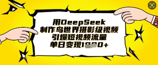 用DeepSeek制作鸟世界摄影级视频,引爆短视频流量,单日变现1k-灯任务