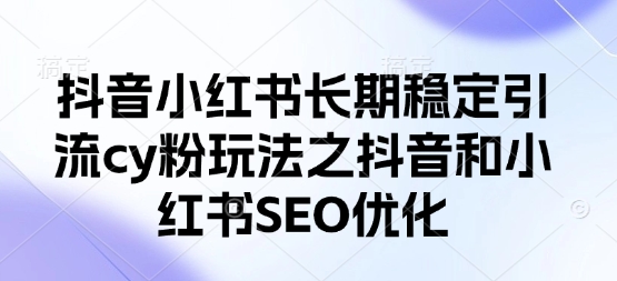 抖音小红书长期稳定引流cy粉玩法之抖音和小红书SEO优化-灯任务