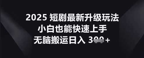 2025短剧最新升级玩法，小白也能快速上手，无脑搬运日入3张-灯任务