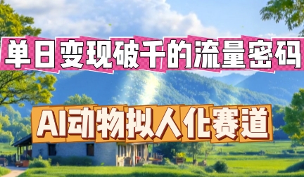 单日变现破k的流量密码，AI动物拟人化赛道-灯任务