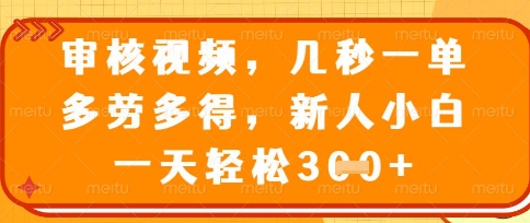 最新审核视频,几秒一单,多劳多得,新人小白一天轻松3张【揭秘】-灯任务
