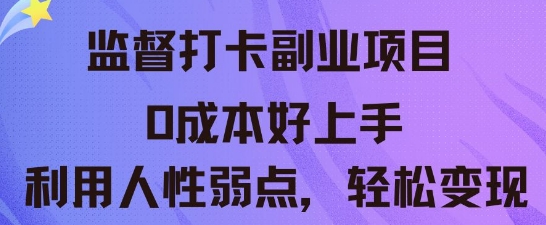 监督打卡副业新玩法，0成本好上手，利用人性的弱点轻松变现-灯任务