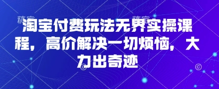 淘宝付费玩法无界实操课程,高价解决一切烦恼,大力出奇迹-灯任务