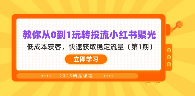 (14260期)教你从0到1玩转投流小红书聚光,低成本获客,快速获取稳定流量(第1期)-灯任务