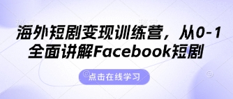 海外短剧变现训练营,从0-1全面讲解Facebook短剧-灯任务