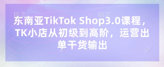 东南亚TikTok Shop3.0课程,TK小店从初级到高阶,运营出单干货输出-灯任务