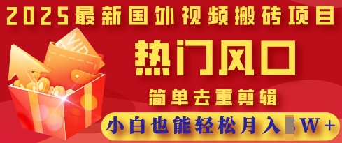 2025最新视频搬砖项目,热门风口,简单去重剪辑,小白也能轻松月入过W-灯任务