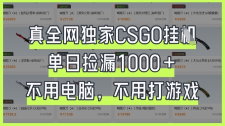 真全网独家CSGO挂G，单日捡漏1k+【揭秘】-灯任务