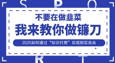 韭菜生涯终结者,我来教你做镰刀,2025如何通过“知识付费”实现财F自由【揭秘】-灯任务