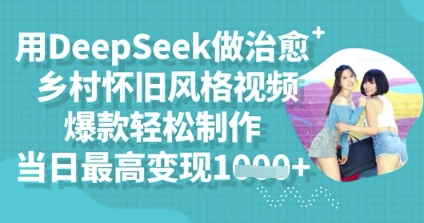 用DeepSeek做治愈乡村怀旧风格视频,爆款轻松制作,当日最高变现多张-灯任务